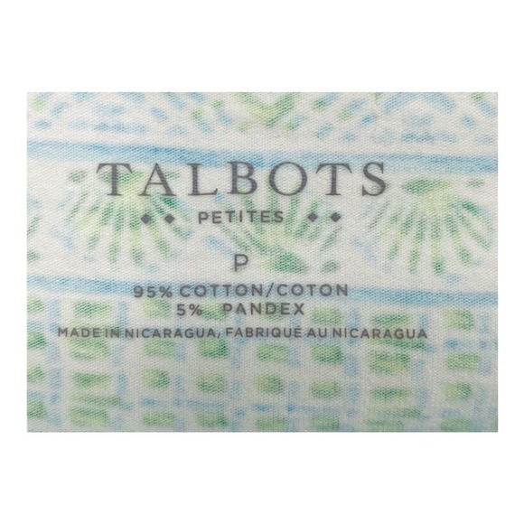 Talbots Blue Geometric Sea Shells Beach Top Womens Size PP Stretch‎ Boat Neck - Picture 9 of 9